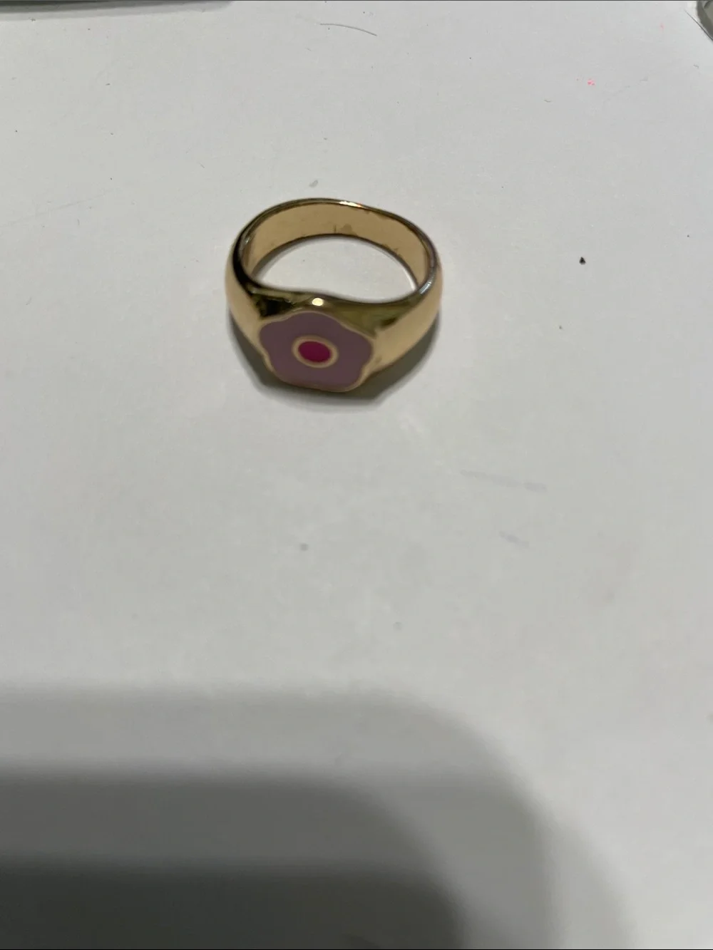 Children’s Gold Pink Enamel Flower Ring
